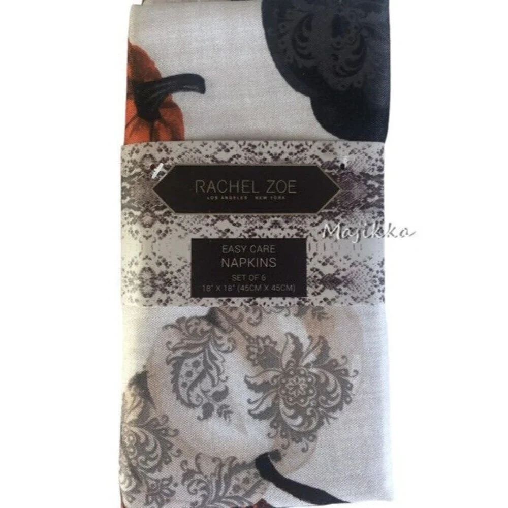 Rachel Zoe Halloween Pumpkins Napkins Easy Care Thanksgiving 18X18